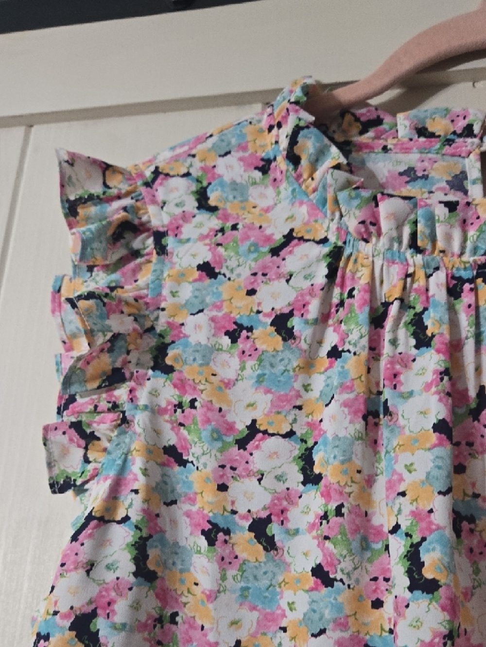 Floral Ruffle Sleeve Blouse - Pink Multi - Picture 3 of 6